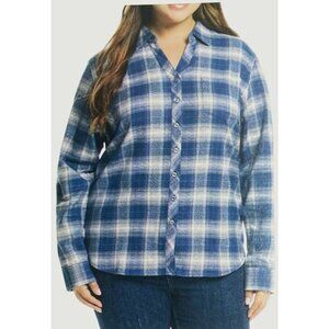 Original Weatherproof Vintage Women's XXL Blue Plaid Button up Shirt N0354